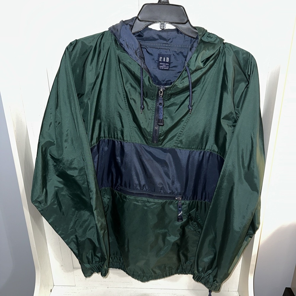 Gap Mens Rain Jacket Anorak Pullover Hooded 90s Y2K Baggy Streetwear Medium VTG